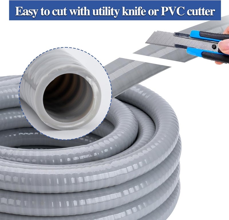 Geowaky 1/2 Inch 25 FT Liquid-Tight Conduit and Connector Kit Non Metallic Flexible Conduit Electrical Kit - 5 Straight and 3 Angle Fittings Included for Electrical Wiring - Image 5